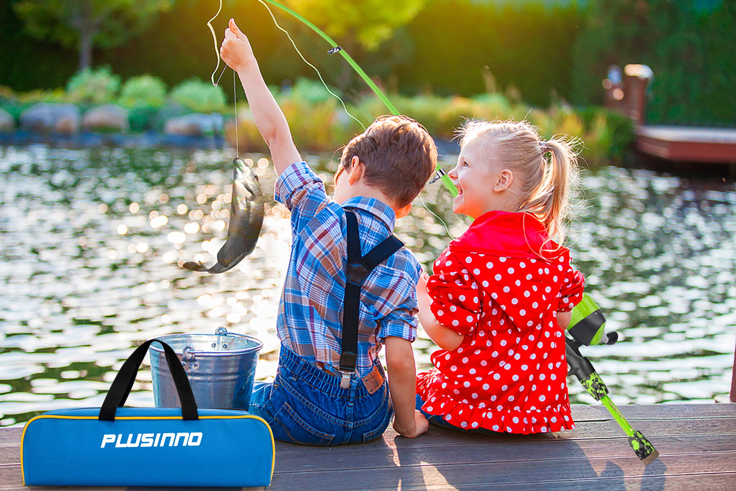 PLUSINNO family fishing setup suitable for beginners and kids.