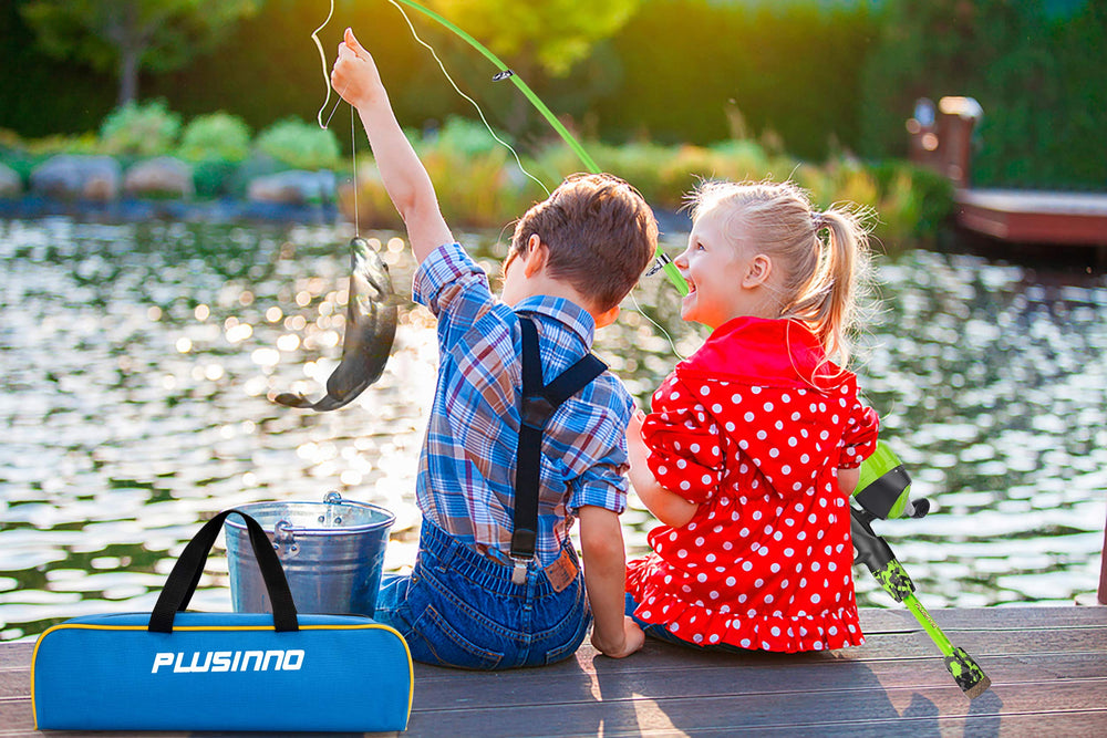 PLUSINNO family fishing setup suitable for beginners and kids.