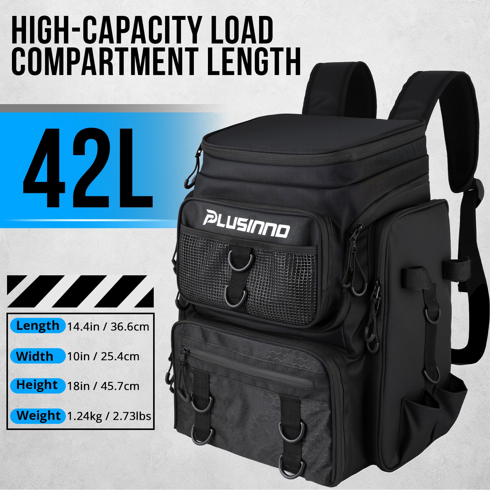 Plusinno fishing backpack 16 pockets for quick access and tidy storage.
