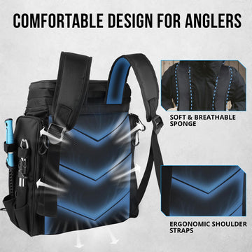 Plusinno fishing backpack all-day comfort and rugged build for long sessions.