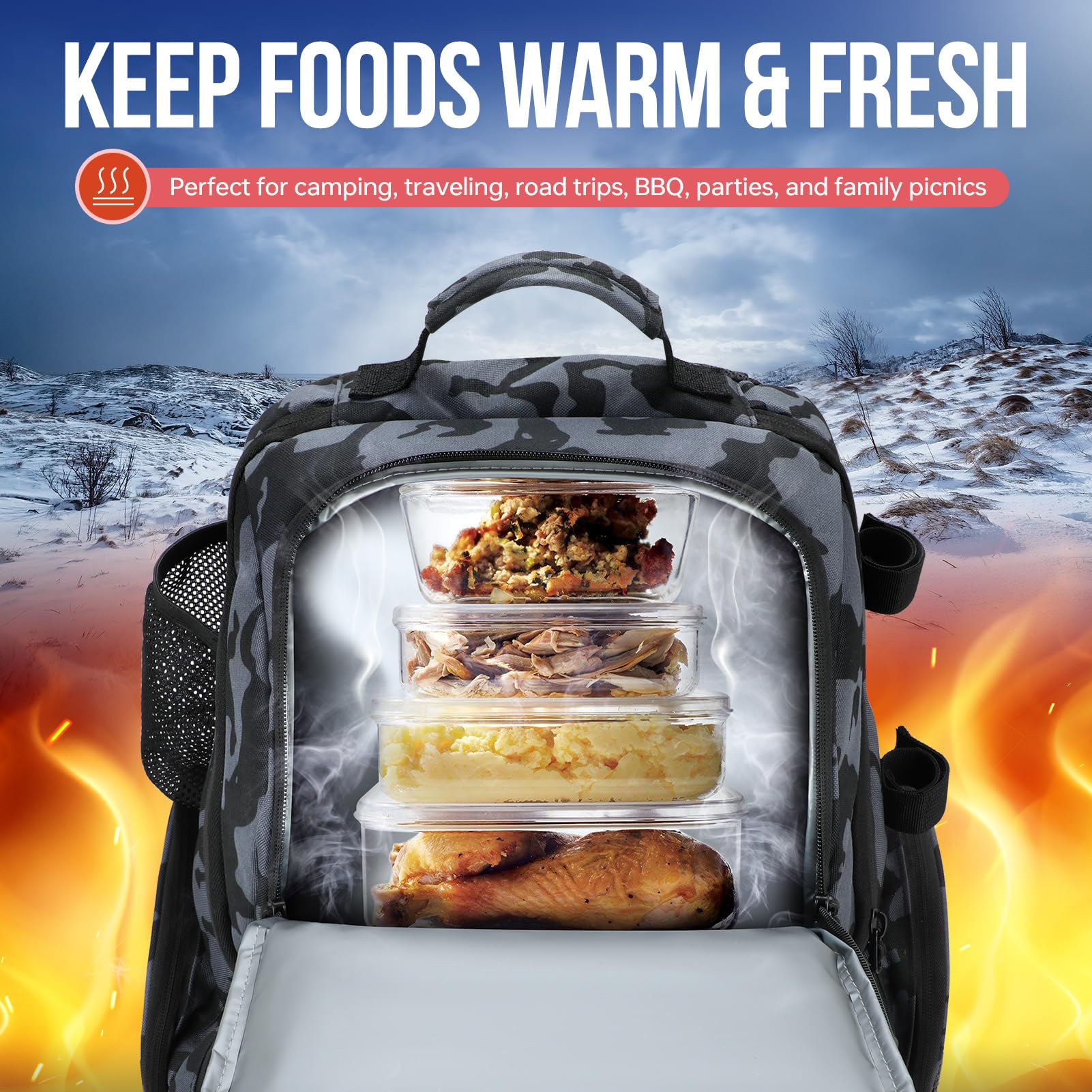 PLUSINNO fishing backpack cooler compartment keeps drinks cool