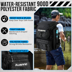 Plusinno fishing backpack dual-rod-holders secures two full-size rods.