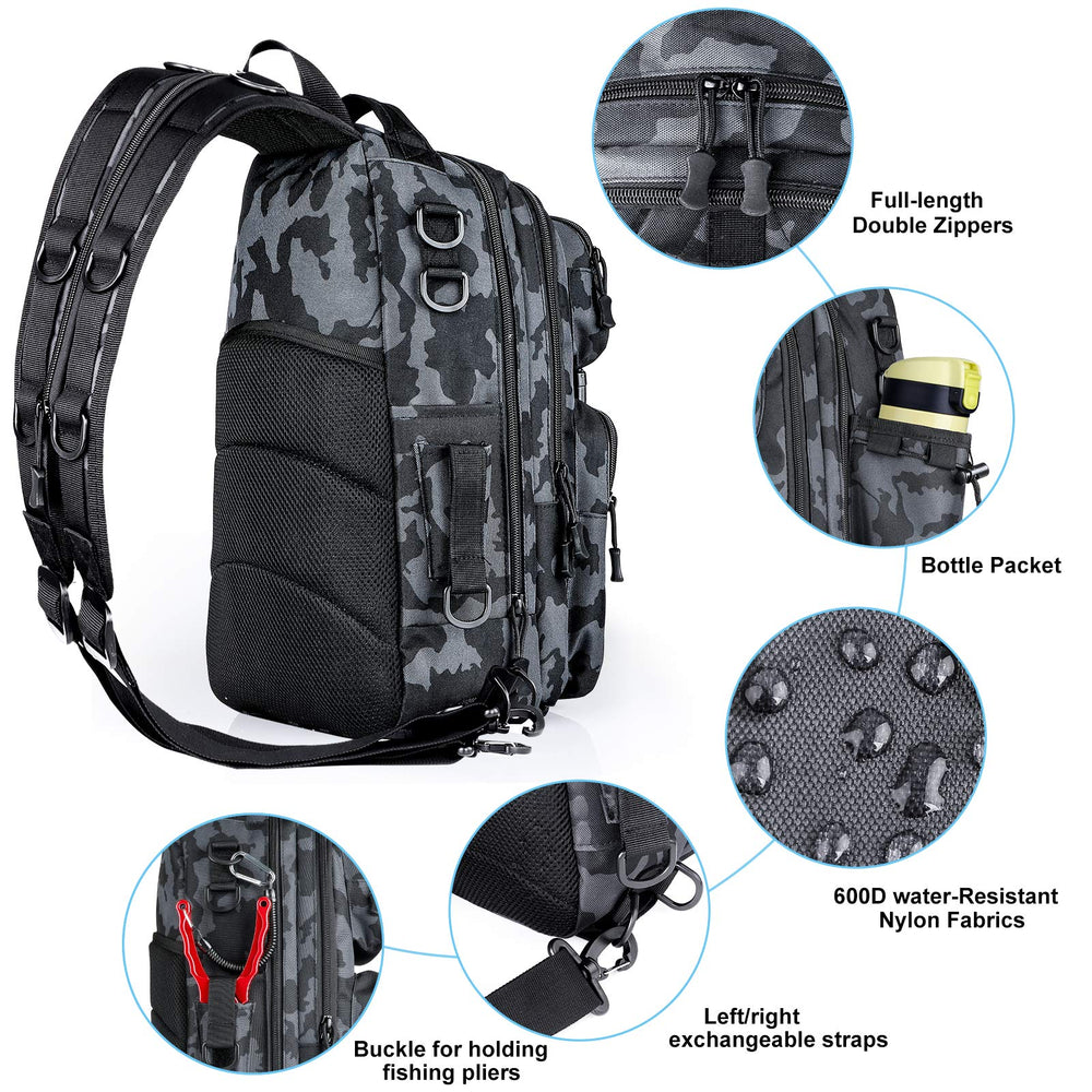 PLUSINNO Fishing Backpack exterior pockets enable quick-access organization of tools and essentials.