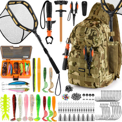 PLUSINNO fishing backpack with floating-net for easy retrieval and catch-and-release
