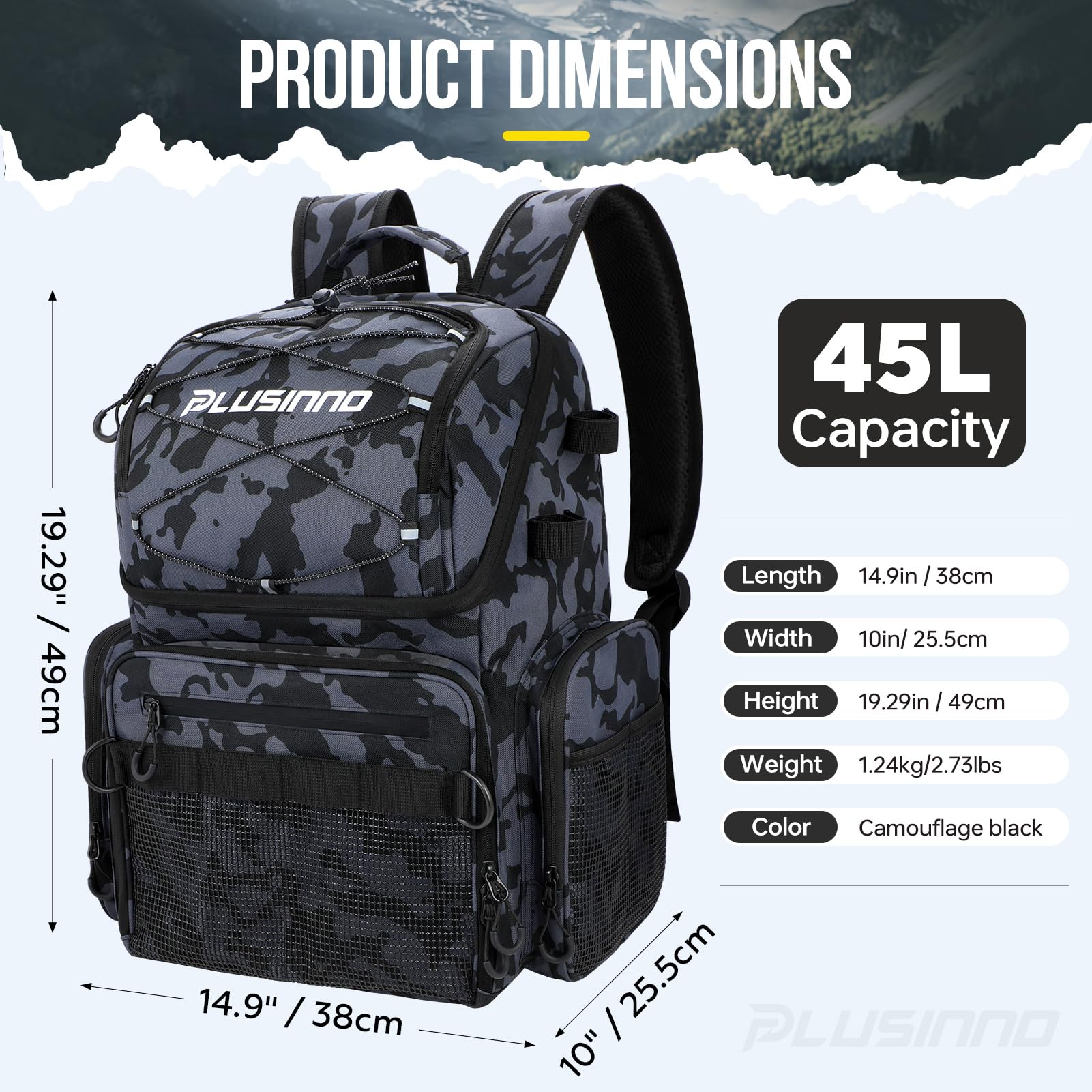 PLUSINNO fishing backpack movable divider for flexible tackle organization