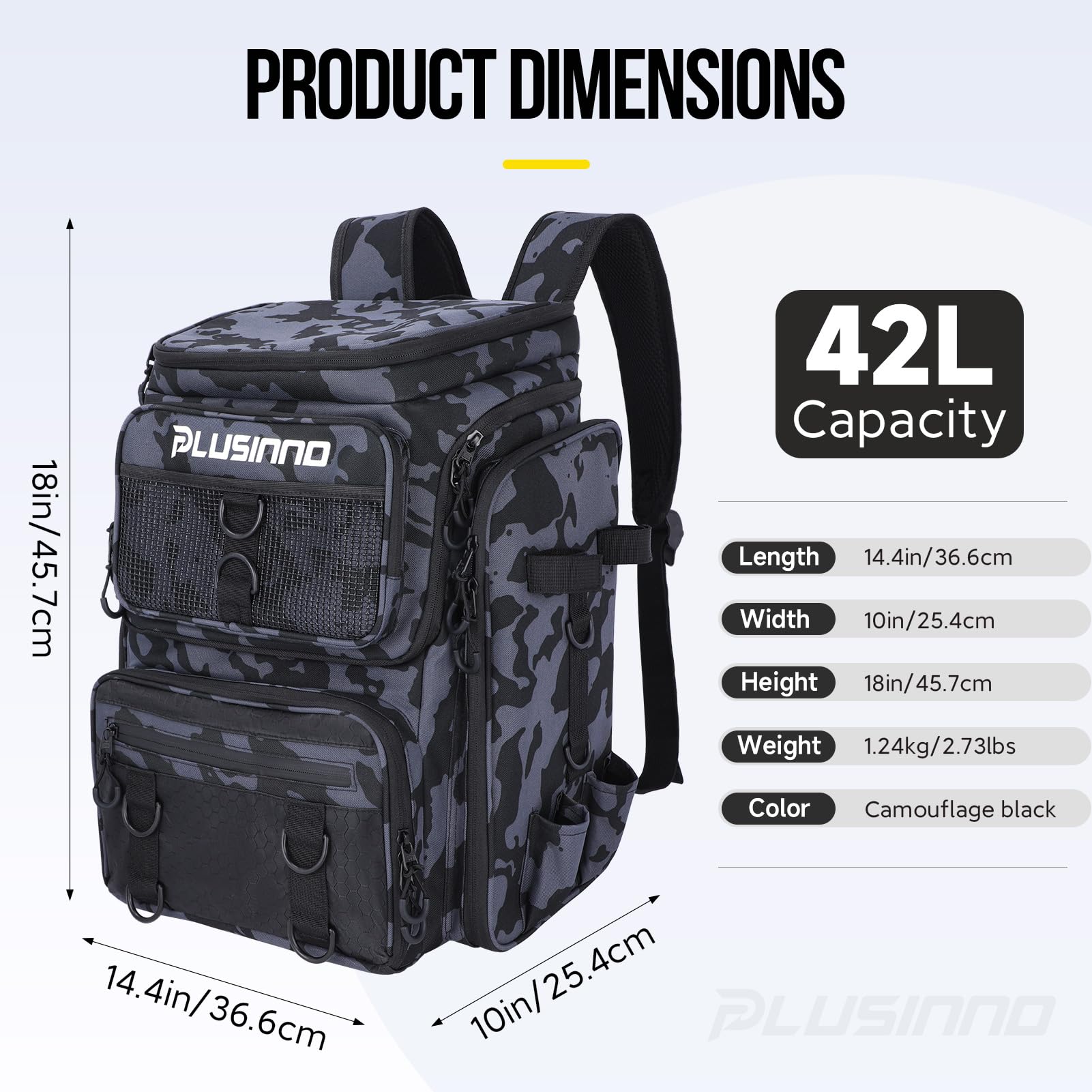 PLUSINNO outdoor-ready bag for fishing, camping and hiking adventures
