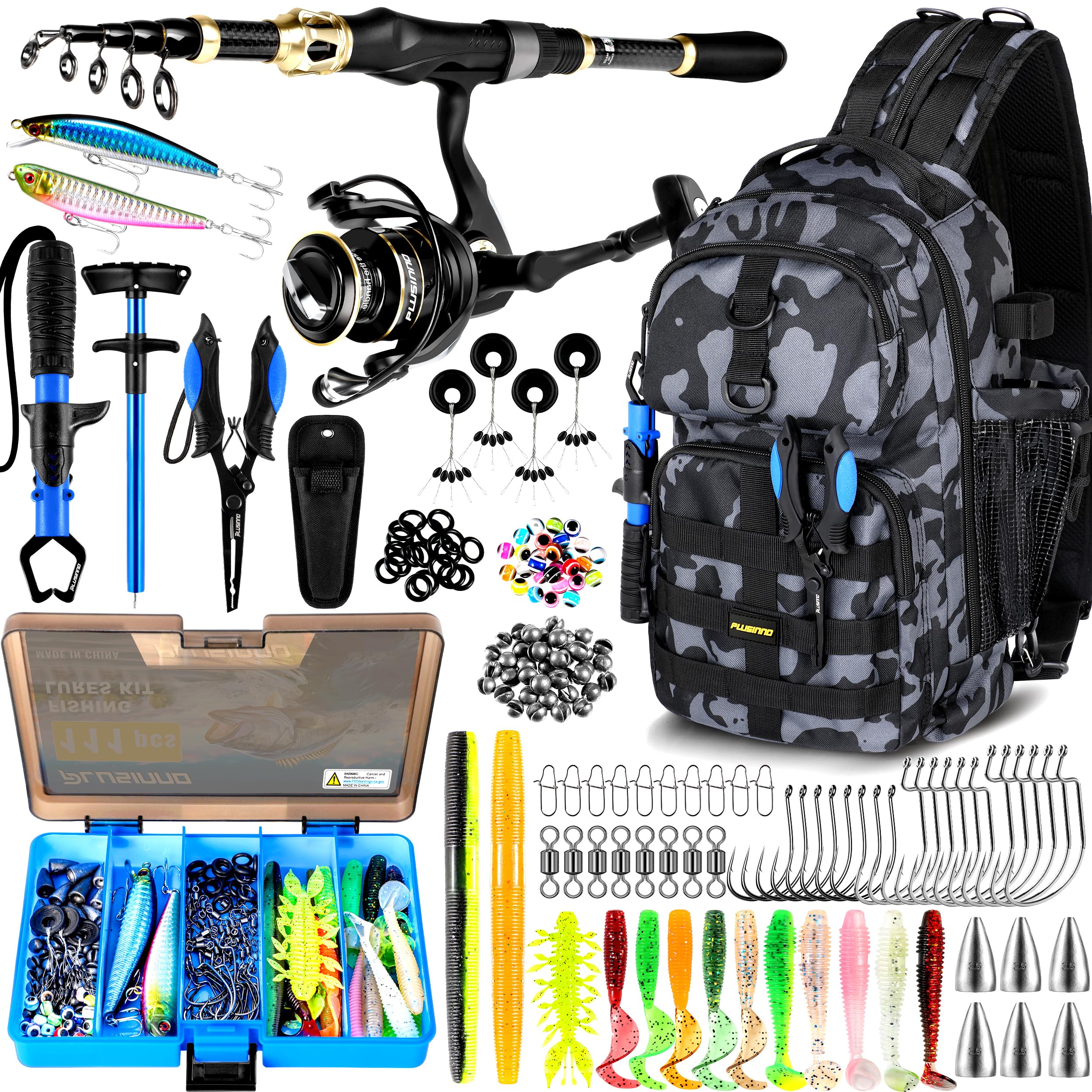 PLUSINNO fishing backpack with rod holder attachment for hands-free fishing