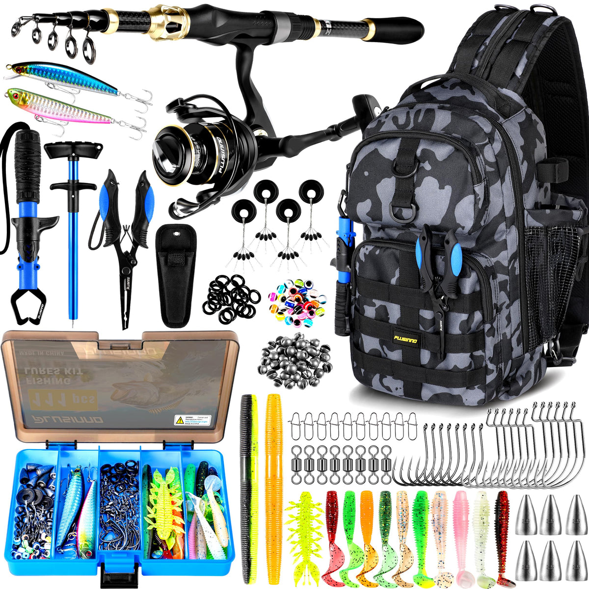 PLUSINNO fishing backpack with rod holder attachment for hands-free fishing