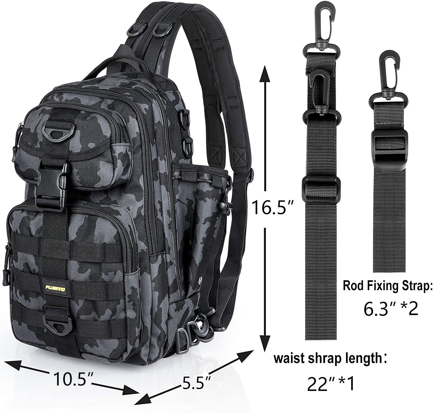 PLUSINNO Fishing Backpack rod holder side view shows easy access while reeling in catches.