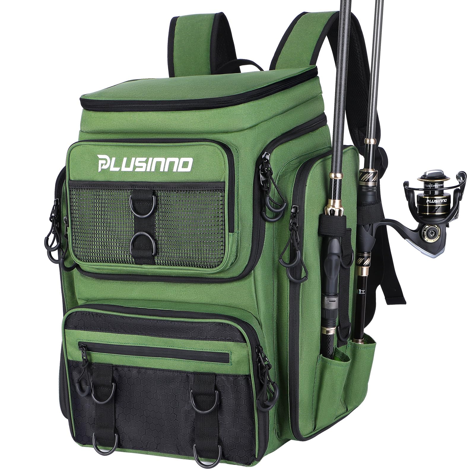 PLUSINNO fishing backpack with rod holders keeps gear organized and accessible on boats.