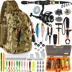 Main image of Plusinno fishing backpack with rod and reel combo