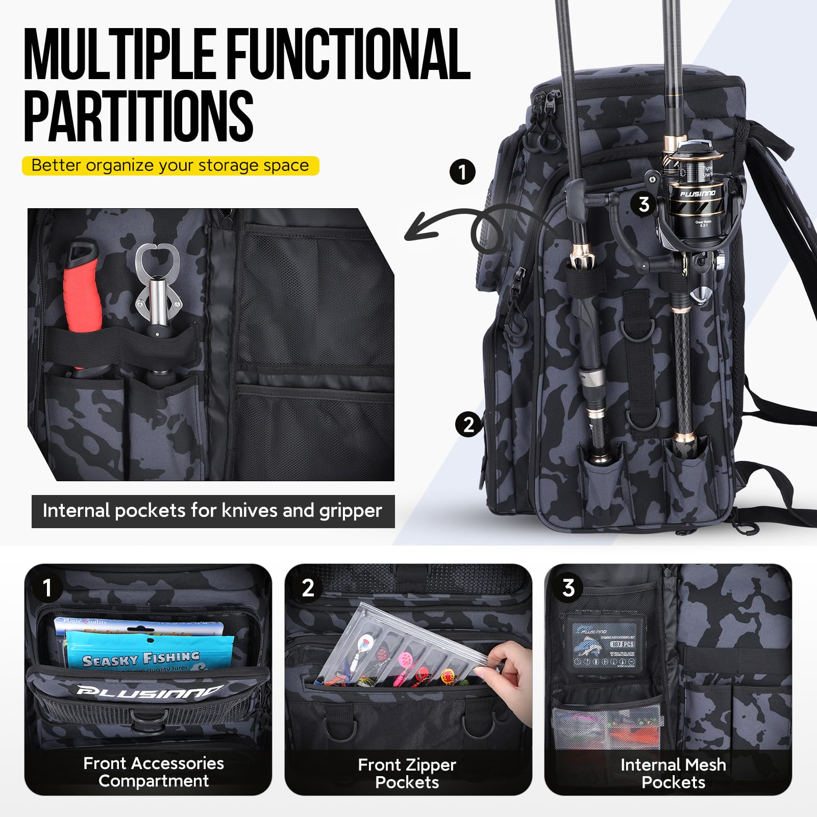 PLUSINNO water-resistant fabric keeps gear dry during splashes