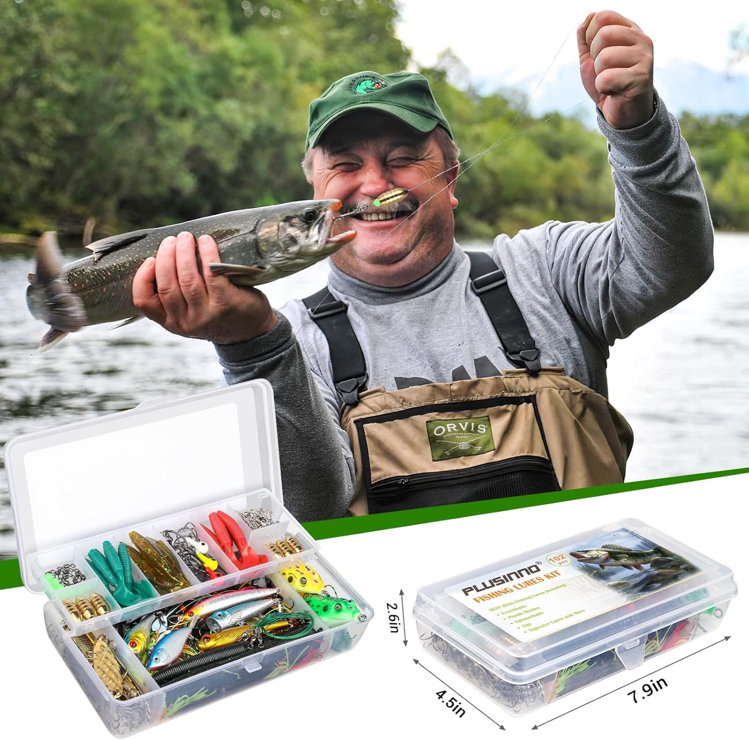 Double layer carry box for PLUSINNO lures kit