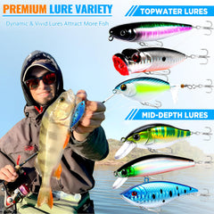 Inside PLUSINNO fishing tackle box with lures and tools
