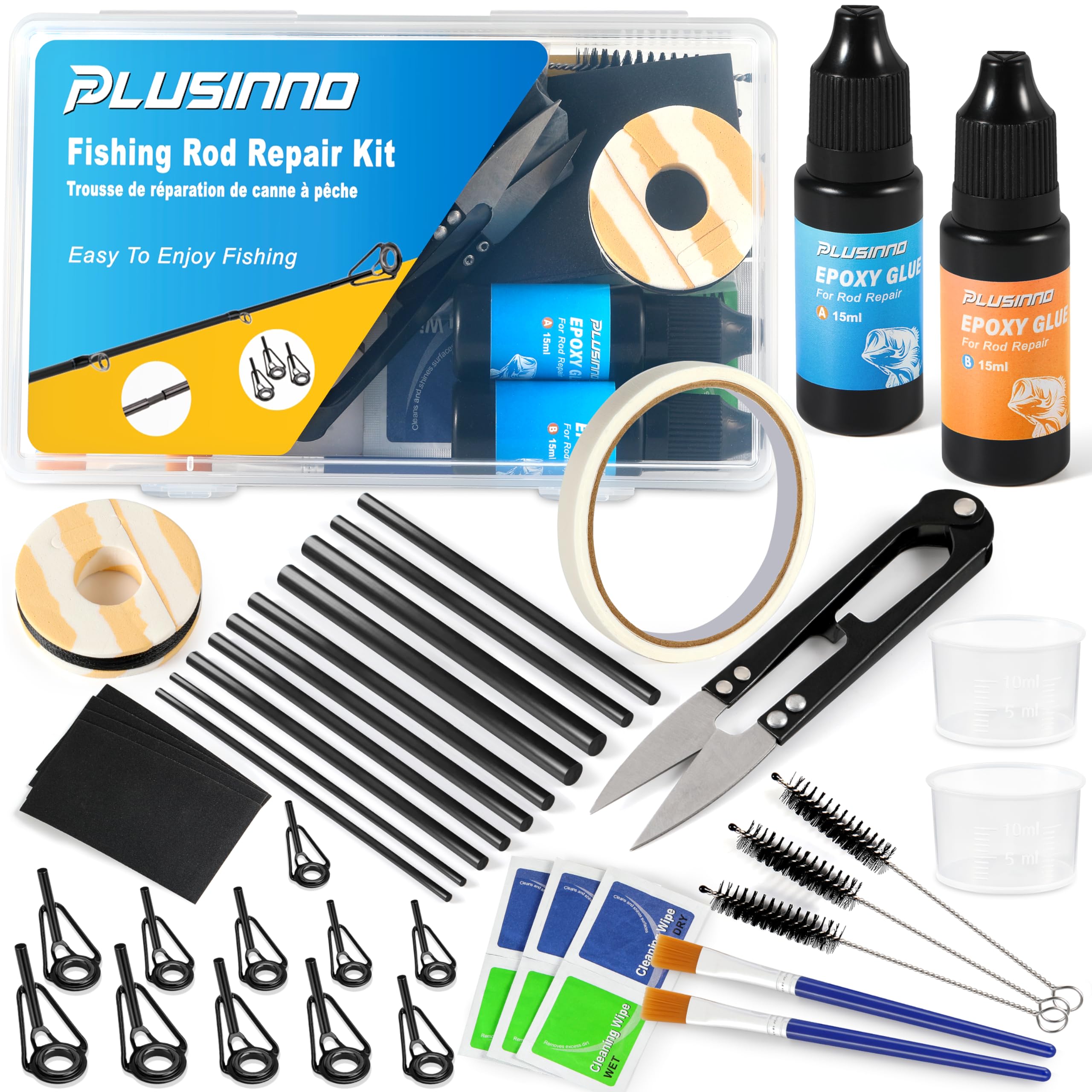 PLUSINNO Fishing Pole Repair Kit contents laid out