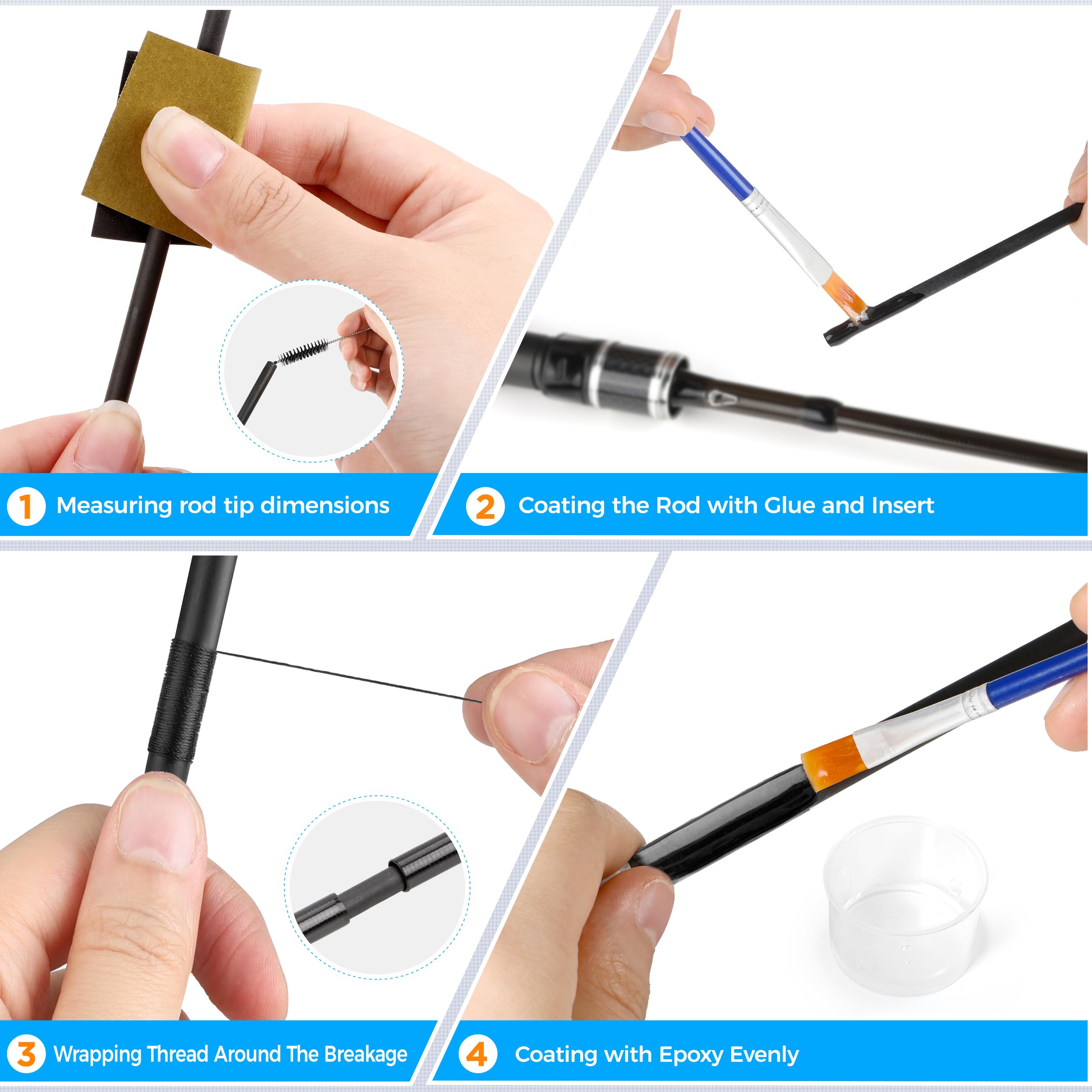 Carbon fiber rod tips in five sizes