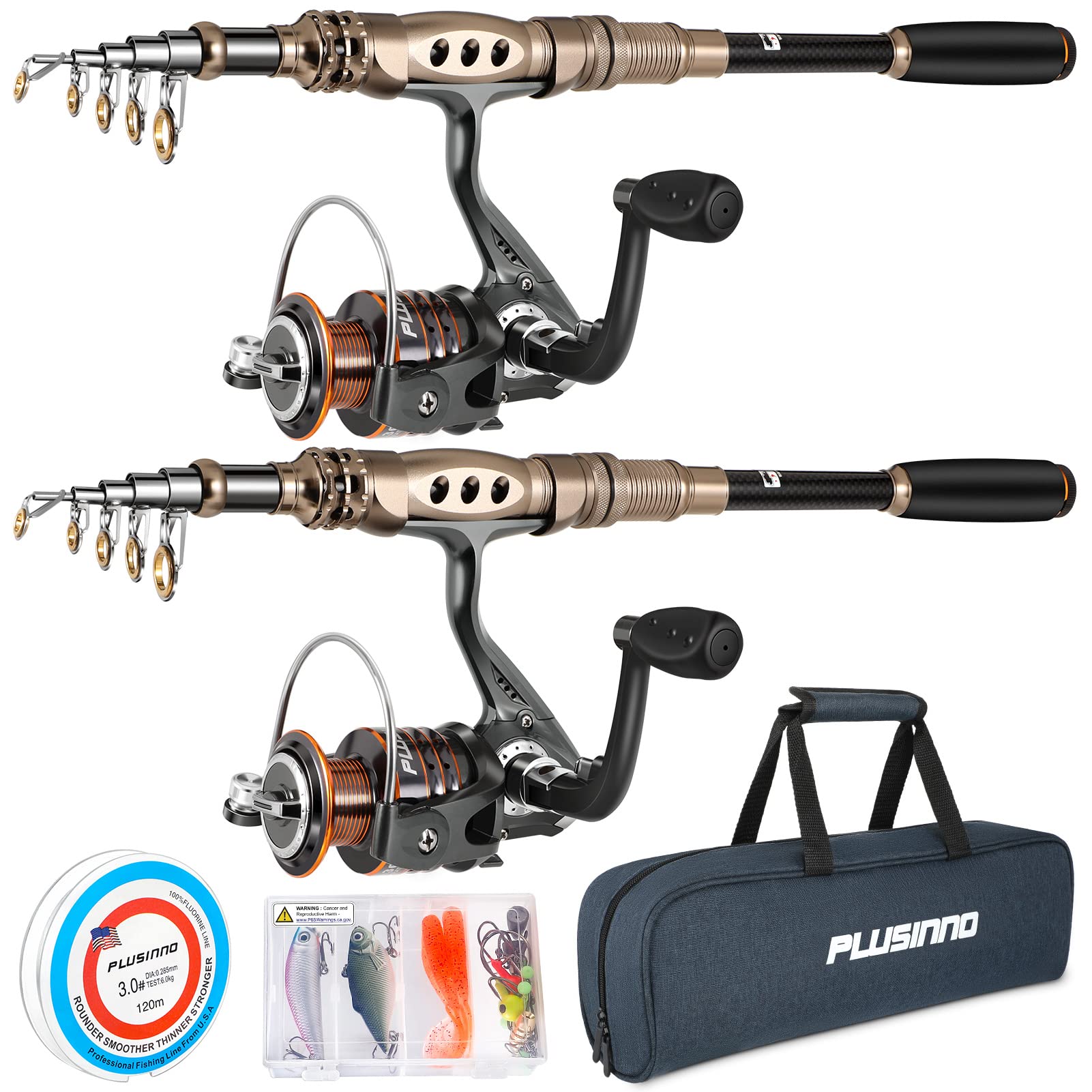 PLUSINNO fishing rod and reel combo 1.8m ready for saltwater or freshwater trips