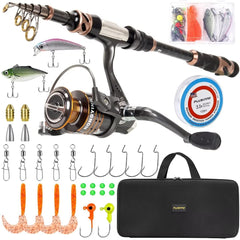 PLUSINNO fishing rod-reel combo carry case ready for travel and saltwater fishing