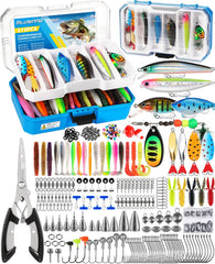 PLUSINNO fishing tackle box opened showing compartments and reusable tray
