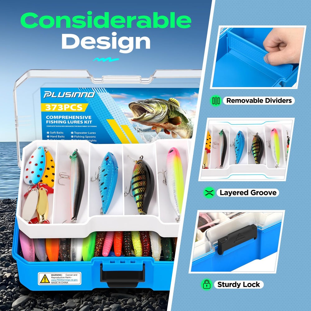 Includes pliers, hooks, floats, crankbait and other fishing accessories