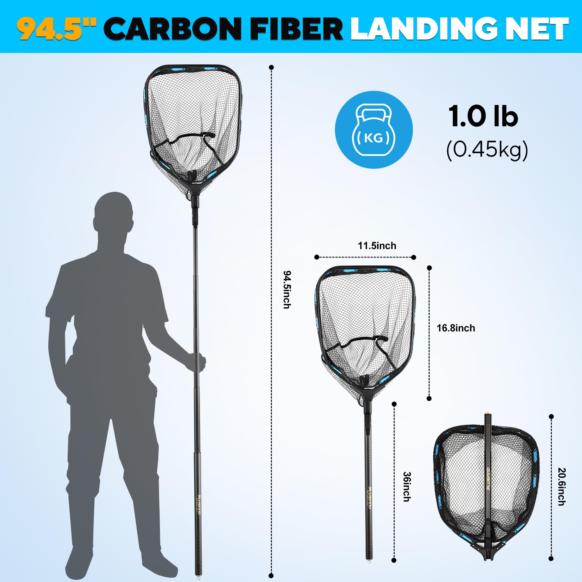 Folded landing net head for compact storage
