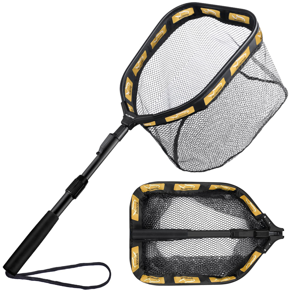 PLUSINNO floating net hoop landing emphasizes buoyancy for easy catch-and-release in waves.