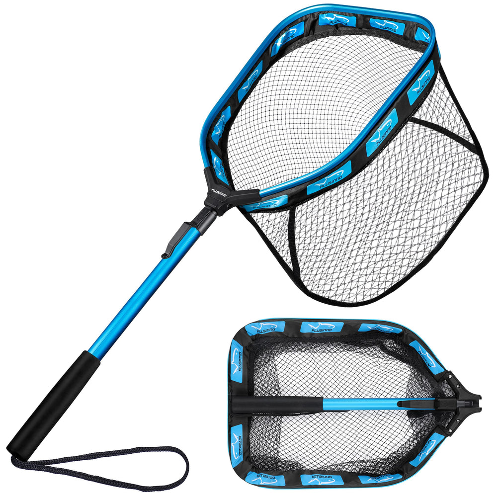 PLUSINNO floating net hoop demonstrates buoyant design for easy retrieval in windy rivers.