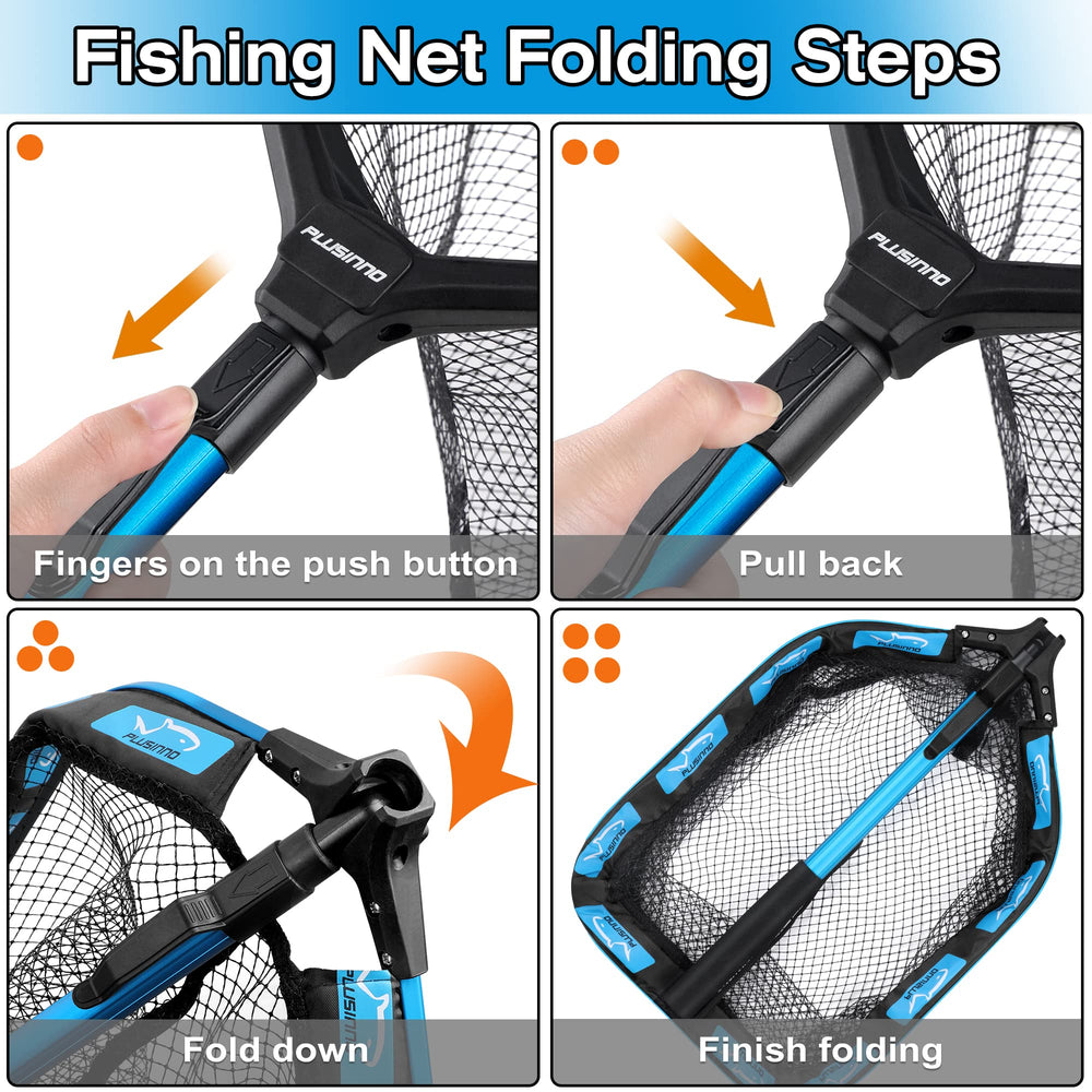 PLUSINNO rubber-coated net reduces snagging on lures and gear.