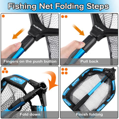 PLUSINNO rubber-coated net reduces snagging on lures and gear.