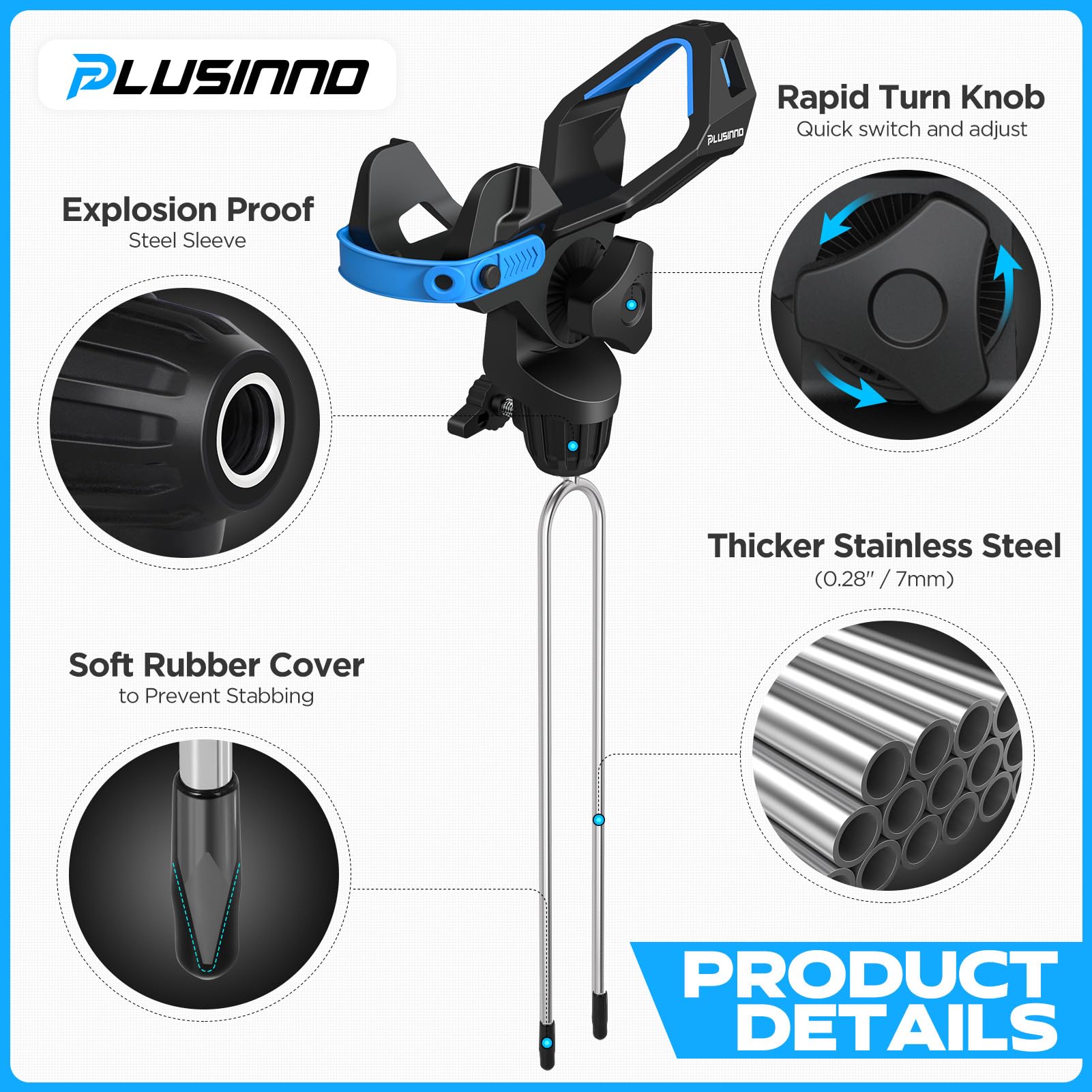 Rod protection strap keeps rod secure on PLUSINNO ground fishing rod holder