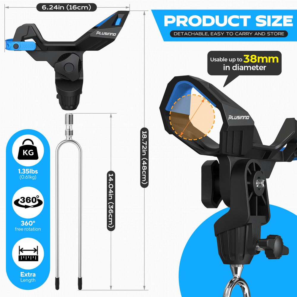 Rod holder compatible with spinning, casting, surf and bass rods