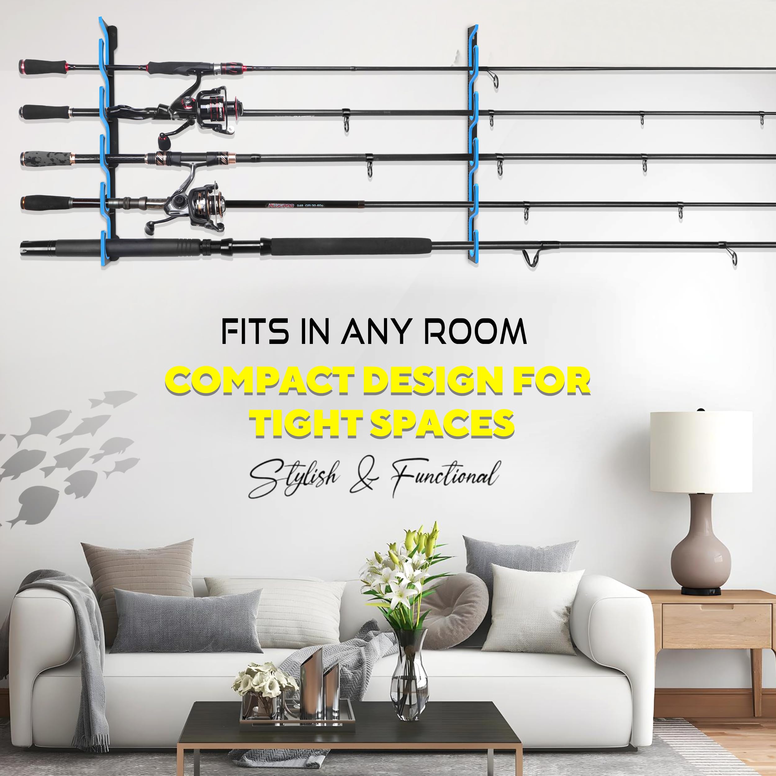 Expandable wall/ceiling rod storage system with multiple holders