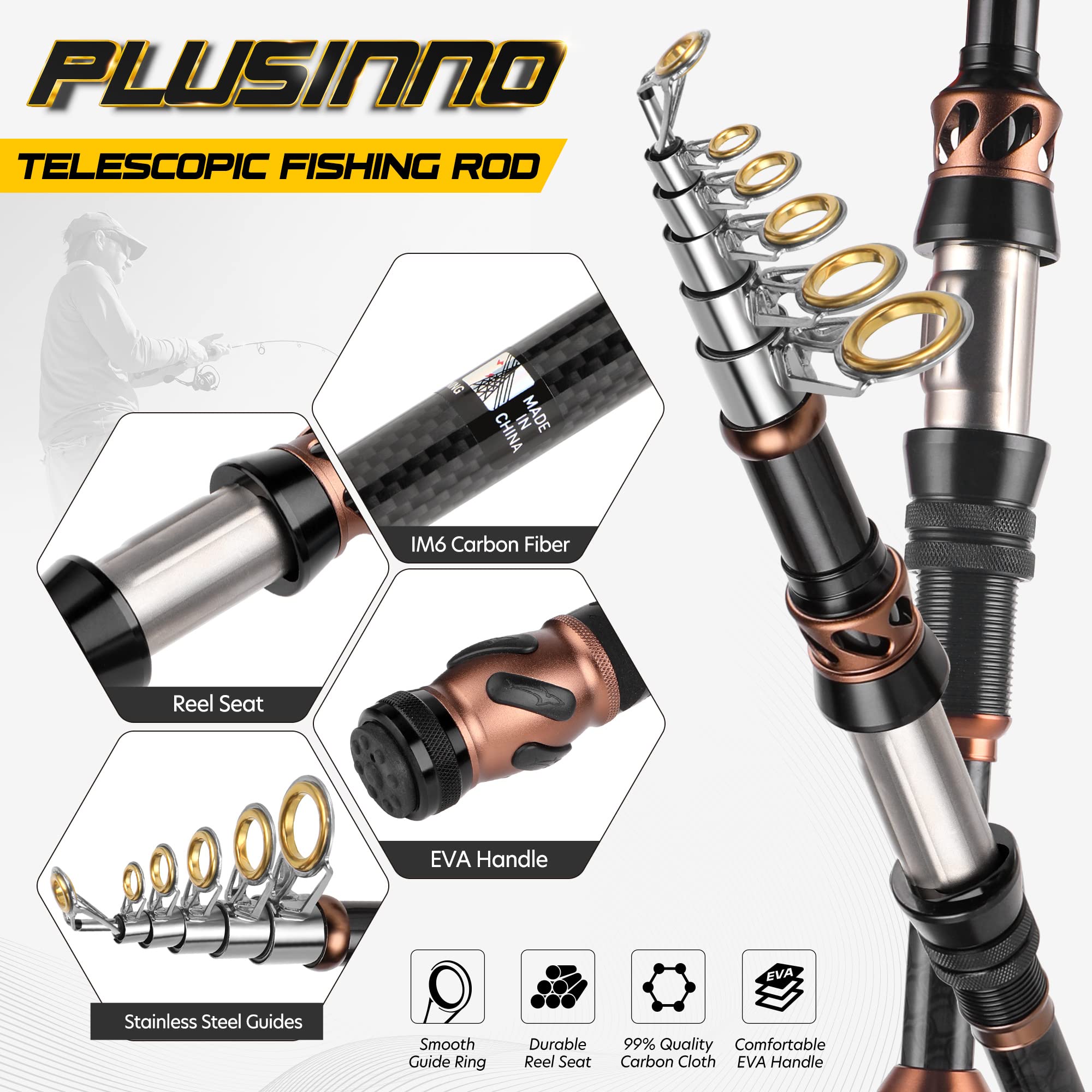 PLUSINNO HA3000 spinning reel closeup emphasizes smooth operation and reliability