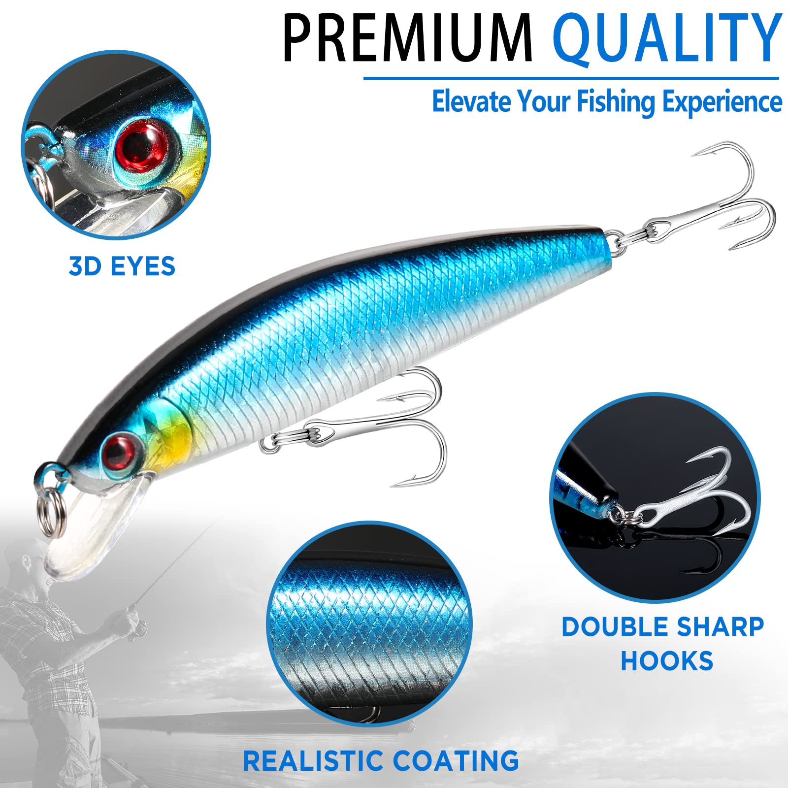 Assorted hooks, weights, and soft lures inside the PLUSINNO kit