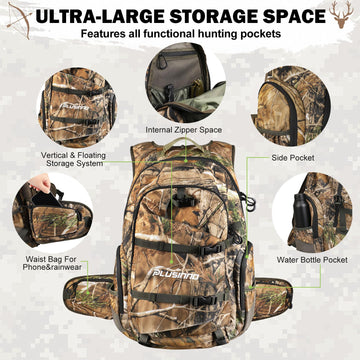 PLUSINNO hunting backpack organization pockets keep gear separated and accessible