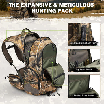 PLUSINNO hunting backpack strap-harness comfort minimizes fatigue on long carries
