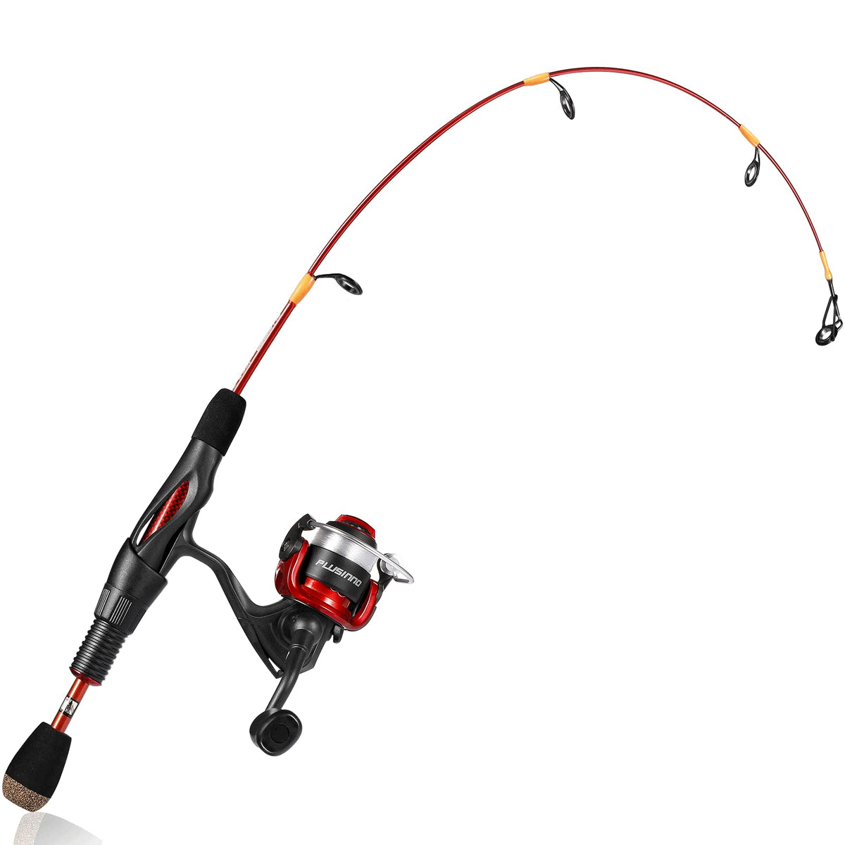 PLUSINNO ice rod-reel combo packaged for travel and storage.