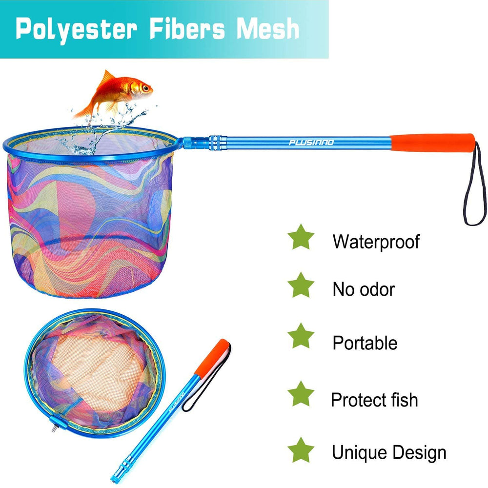 Plusinno Kids Fishing Net uses waterproof mesh that dries quickly after water play.