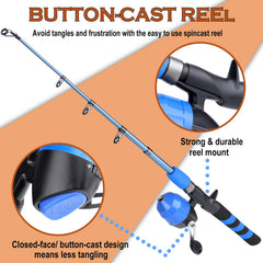 PLUSINNO spincast reel mounted on rod illustrating easy casting for beginners