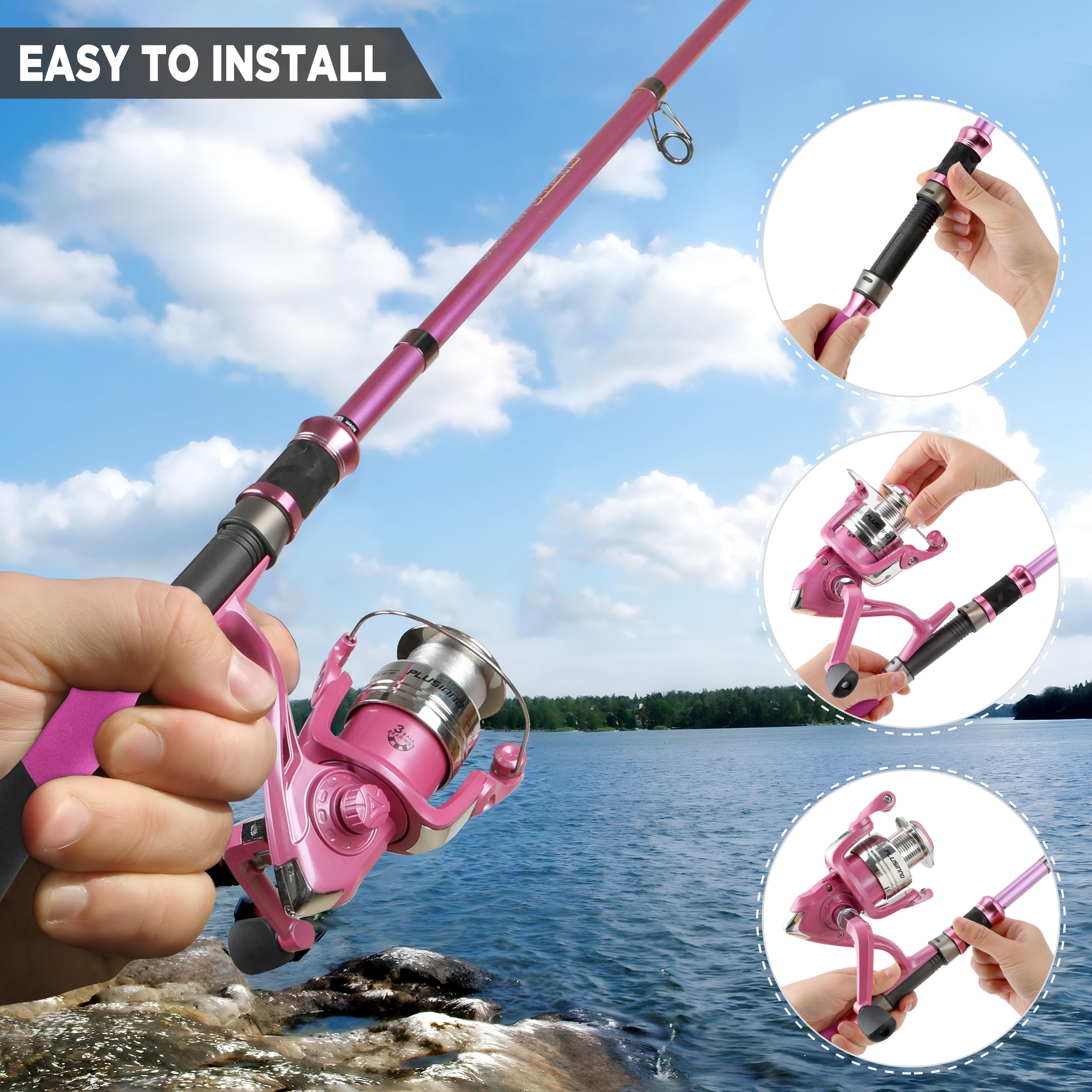 Plusinno ladies telescopic rod pink eva-grip highlights comfortable non-slip handling
