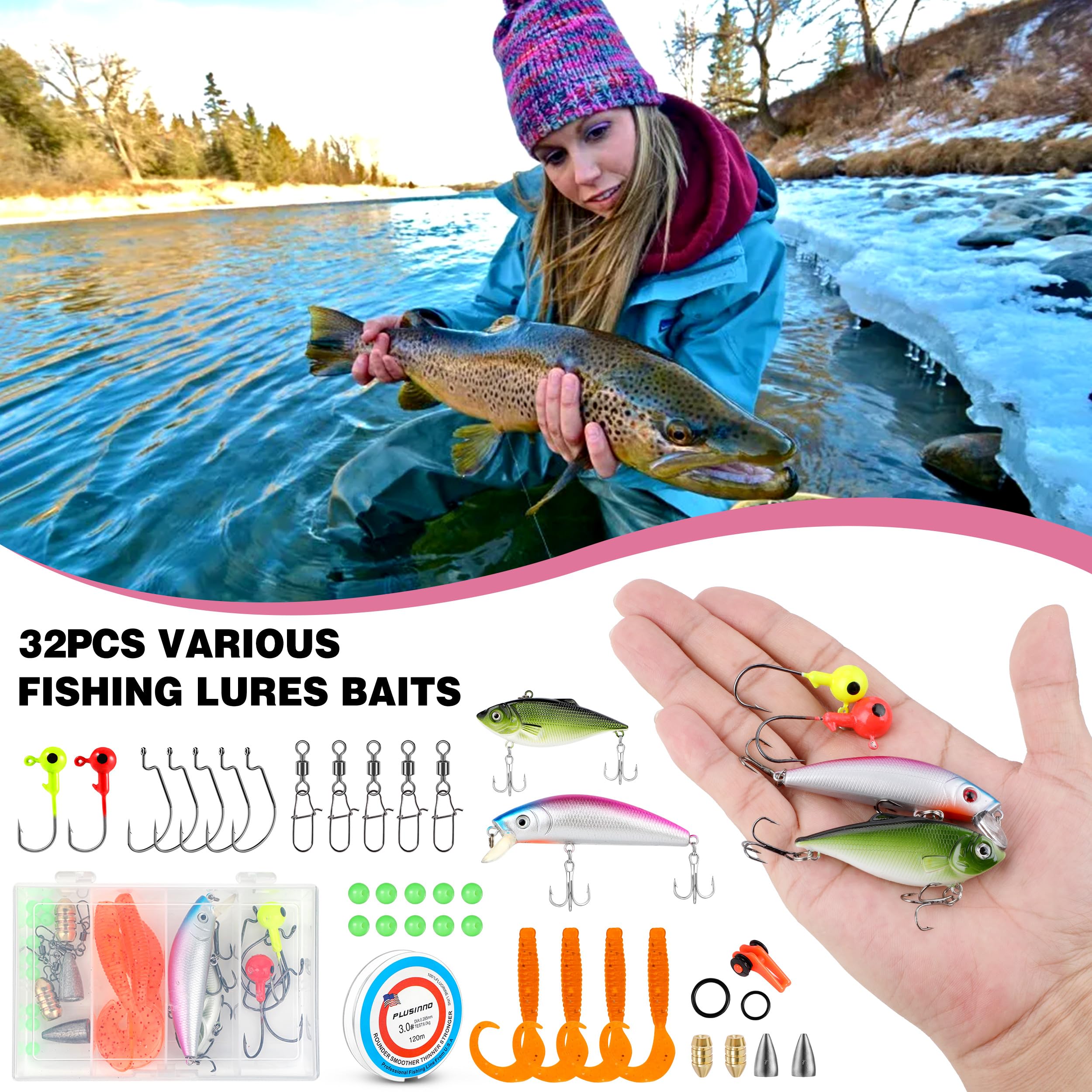 Plusinno ladies telescopic rod pink in-use captures relaxed fishing moment