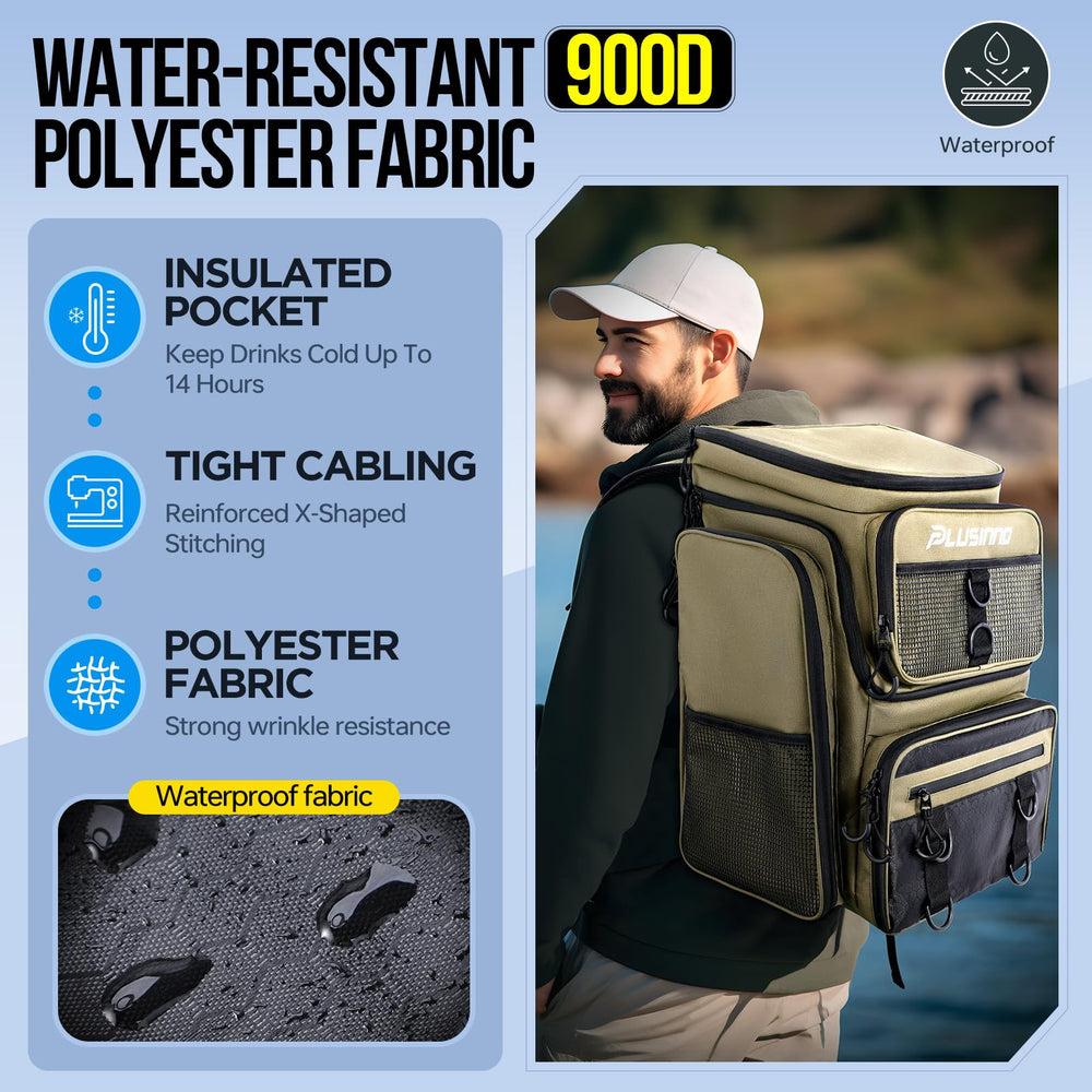 PLUSINNO outdoor-ready backpack suitable for camping, hiking, and travel