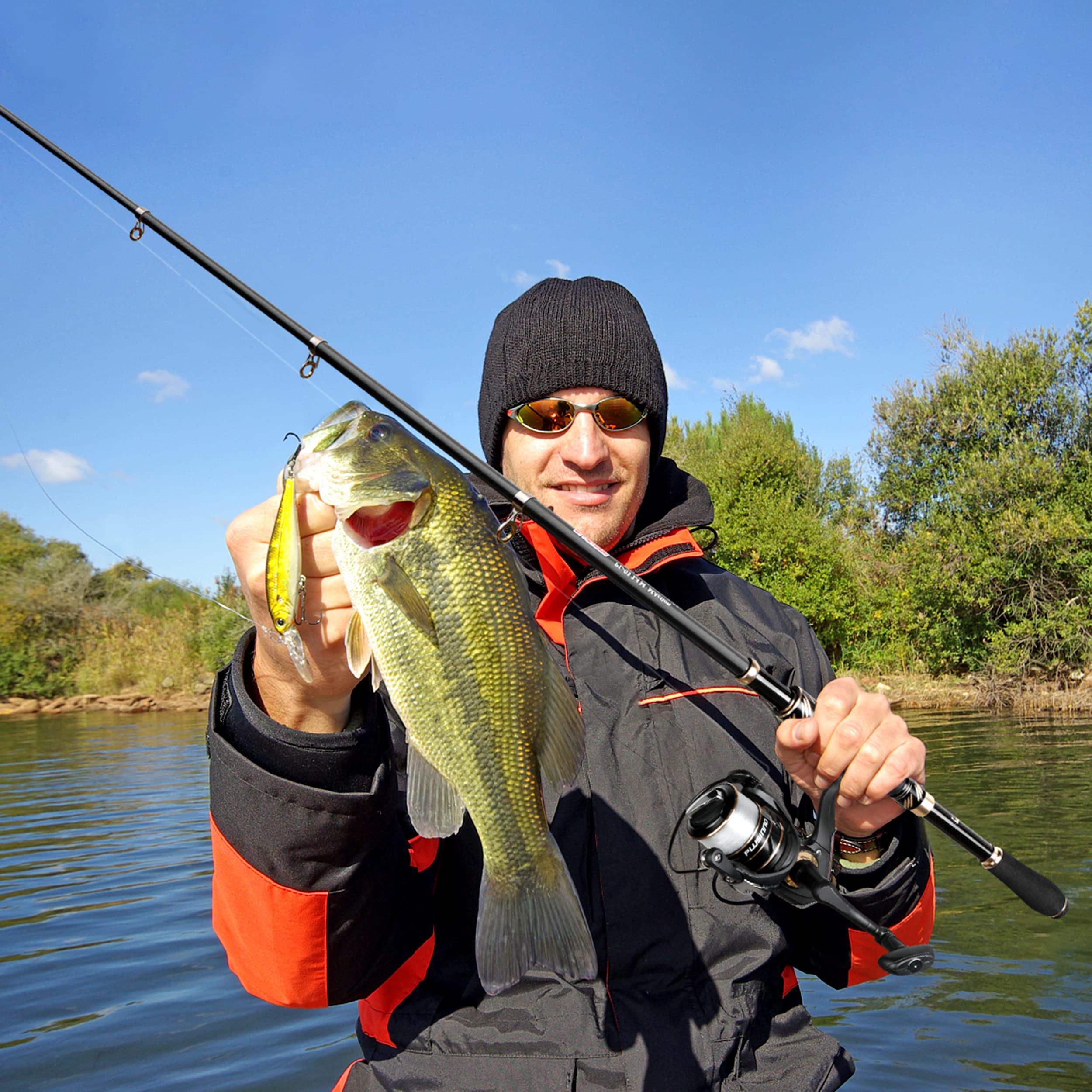 PLUSINNO portable travel setup for freshwater and saltwater fishing.