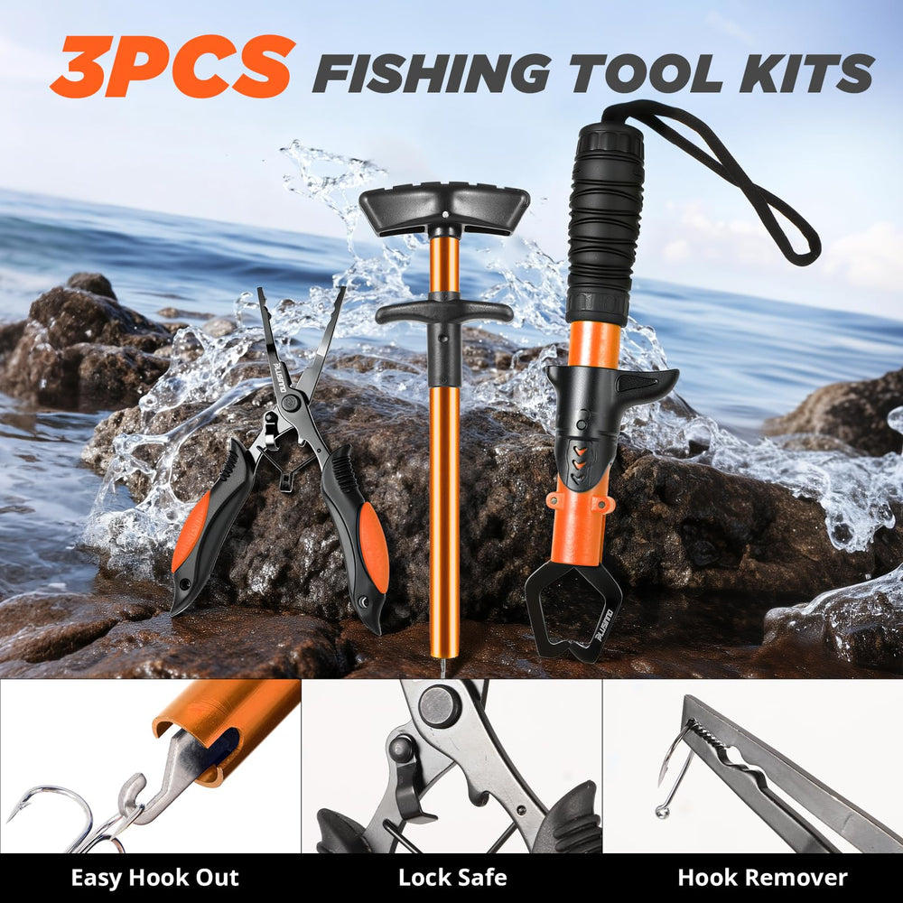 PLUSINNO quick-access tools ensure safe handling with pliers and hook removers.