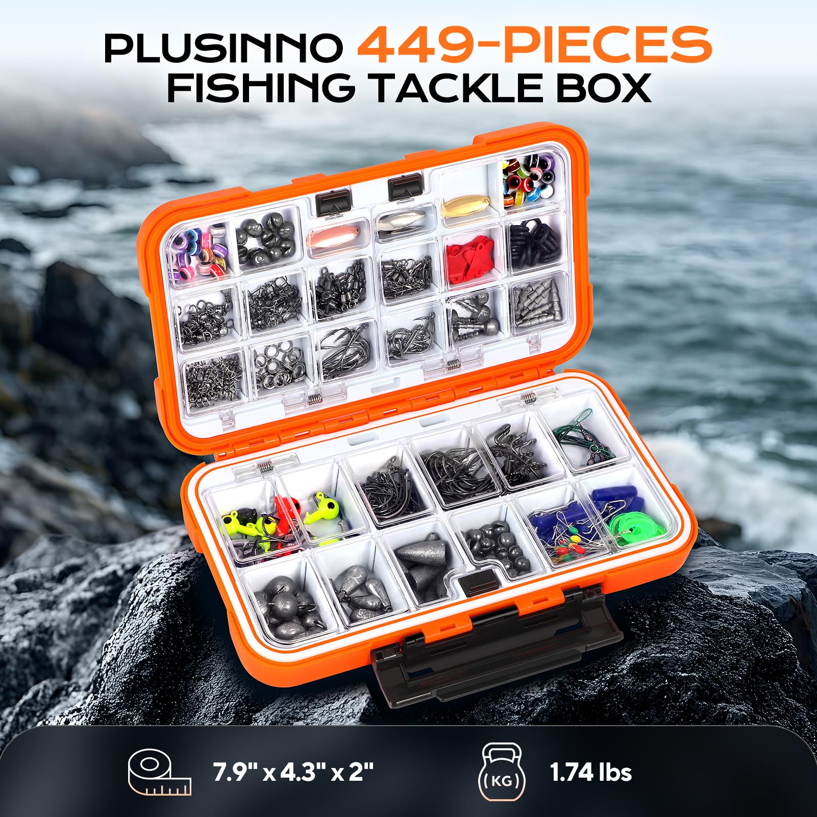 PLUSINNO removable dividers organization keeps tackle neatly separated for fast access.