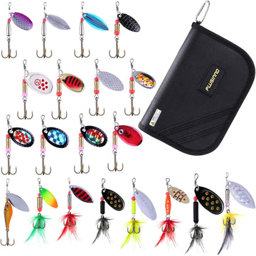 Assorted color spinner lures for bass and trout in the kit