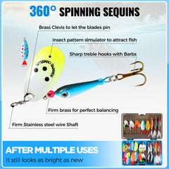 32-piece spinner lure kit with tackle box