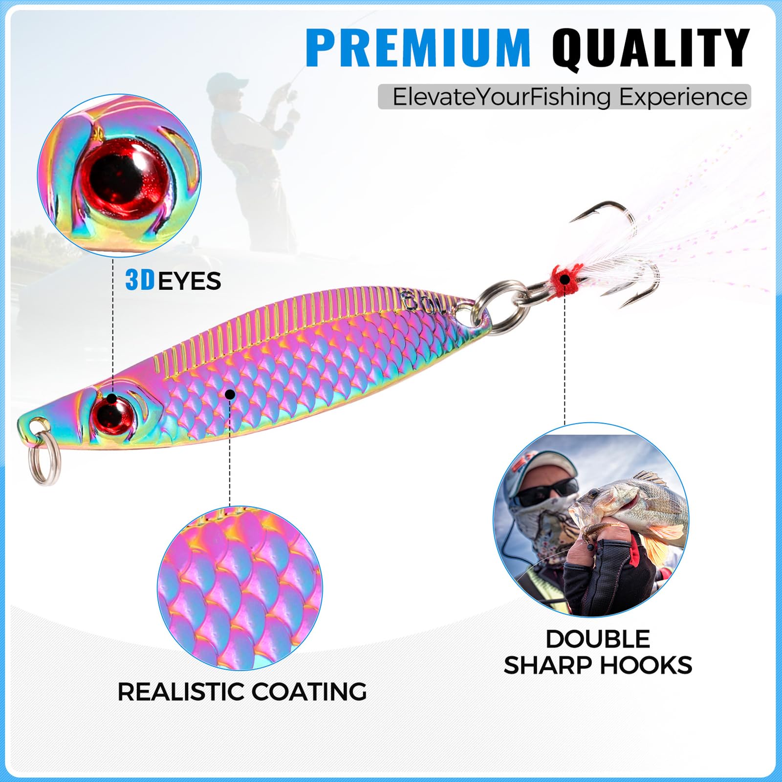 Size range 2.5 to 3.5 inches for bass and trout lures