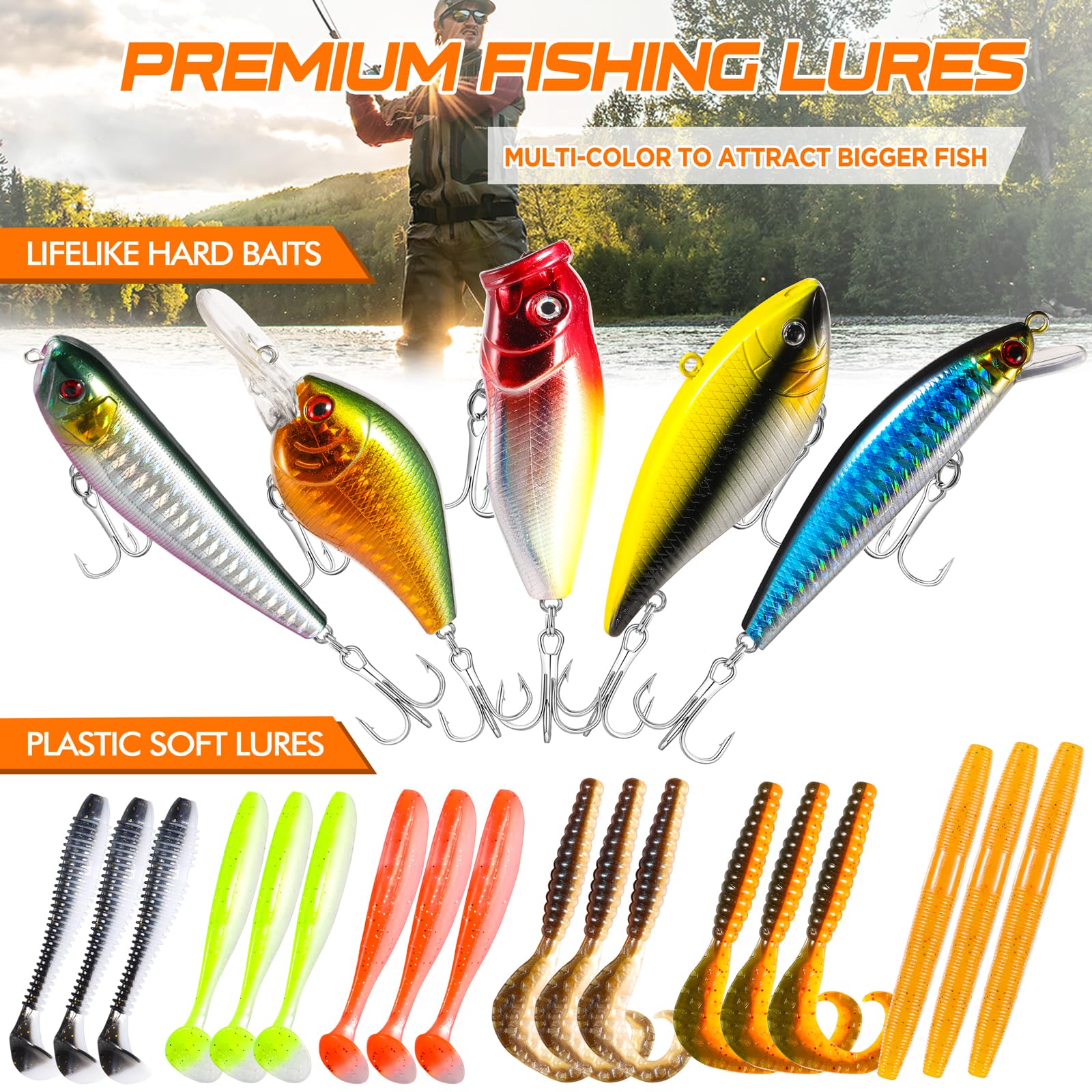 Spinners, hooks, and weights included in the kit
