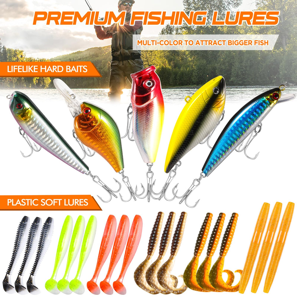 Spinners, hooks, and weights included in the kit